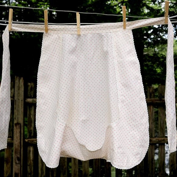 Vintage Other Vtg Ivory Cotton Print Hostess Apron 3 Pockets Poshmark